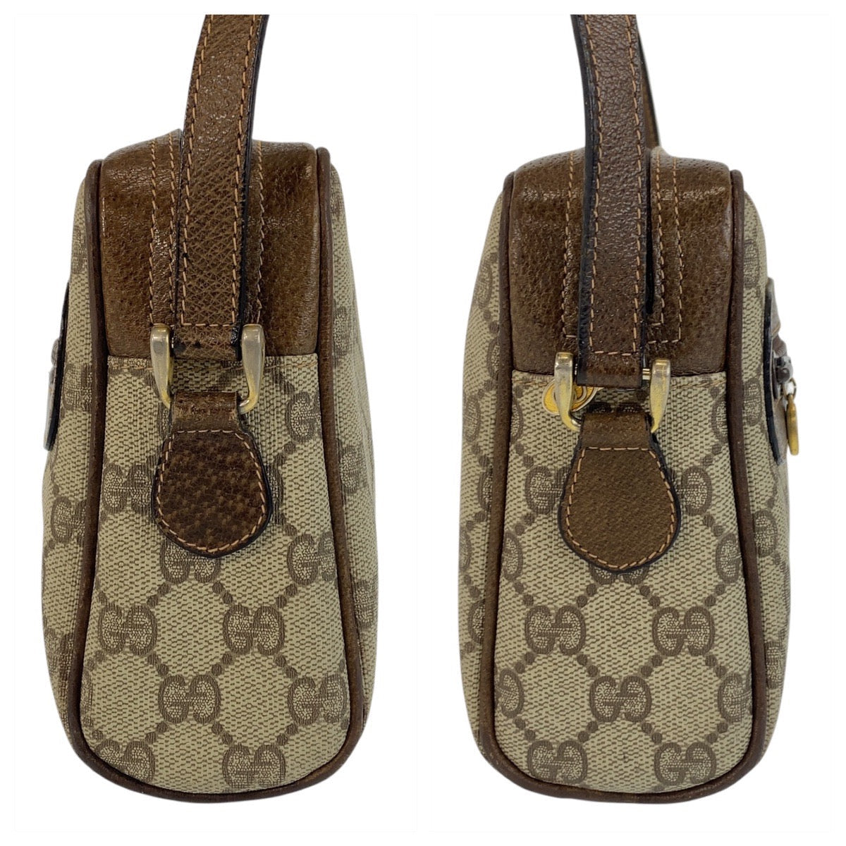 GUCCI Shoulder Bag 51 01 3552 GG Supreme canvas, leather Beige Brown Gold Metal Shoulder Bag pochette Sherry line Women Used Authentic