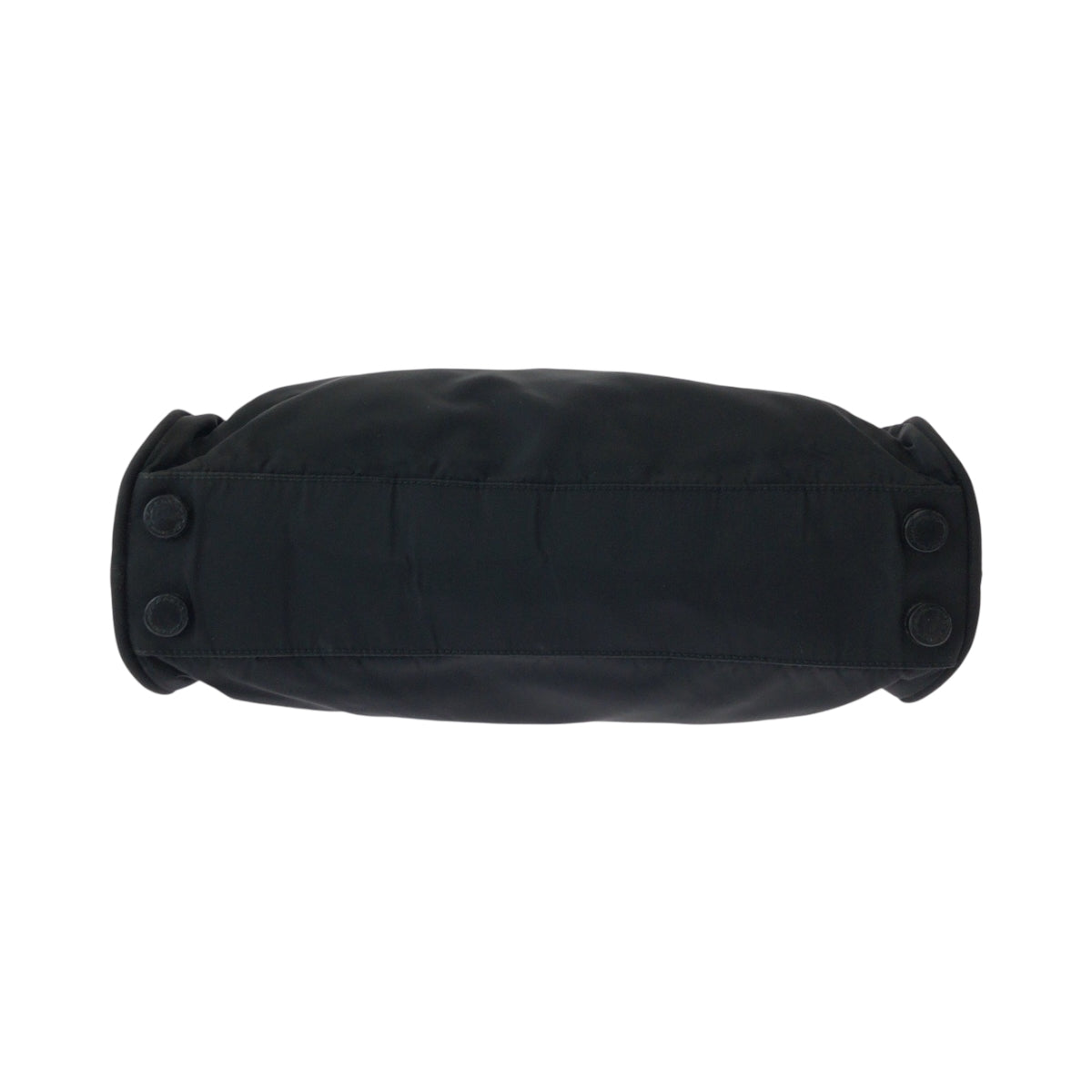 PRADA Tote Bag Nylon Black SilverMetal Tote Bag Shoulder Bag Test Triangle With logo Women Used Authentic