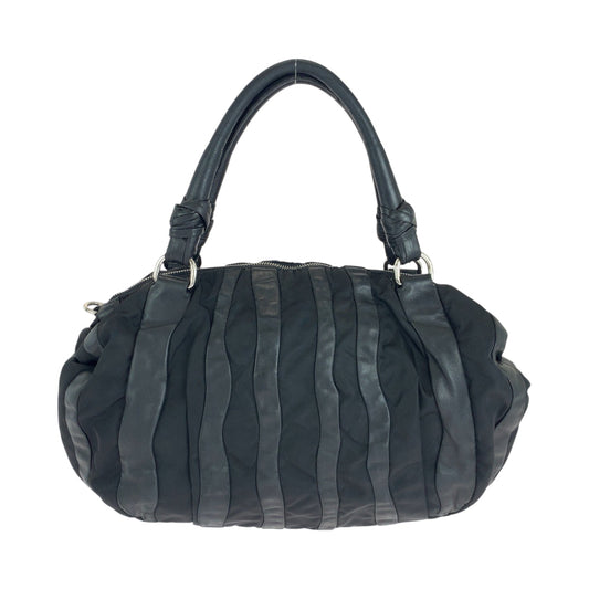 PRADA Handbag BL0538 Nylon, Leather Black SilverMetal Handbag Tote Bag Shoulder Bag Test crimson Women Used Authentic