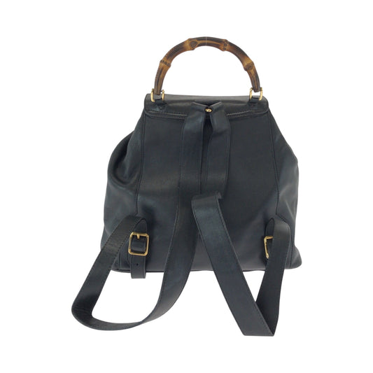 GUCCI Backpack 003 2058 0016 leather Black Brown Backpack Backpack Bamboo Old Gucci Women Used Authentic
