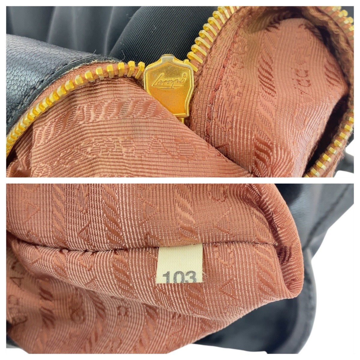 PRADA Tote Bag Nylon, Leather Black Pink Gold Metal Tote Bag handbag Test ribbon Women Used Authentic