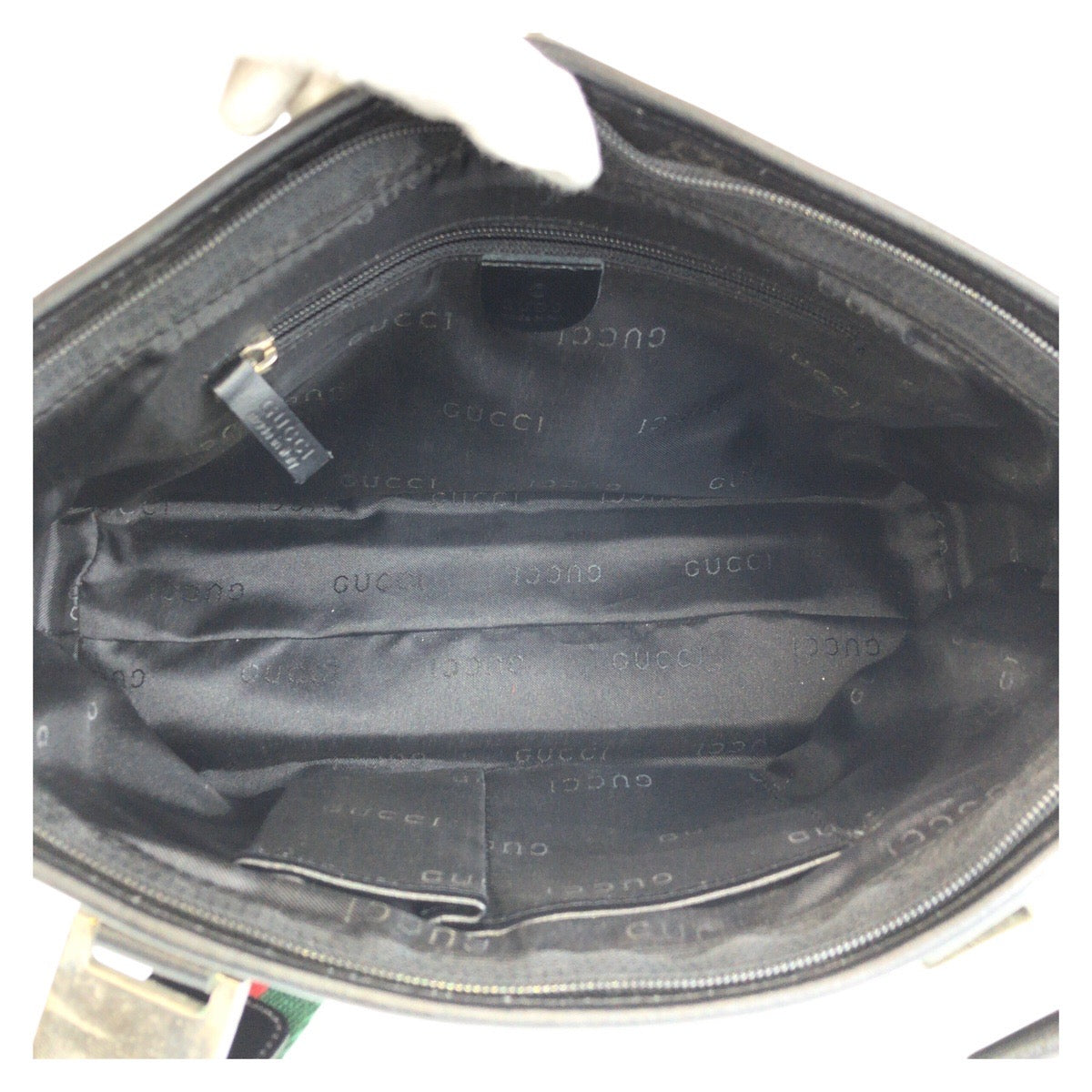 GUCCI Tote Bag GG canvas, leather black Tote Bag Shoulder Bag Sherry line Women Used Authentic