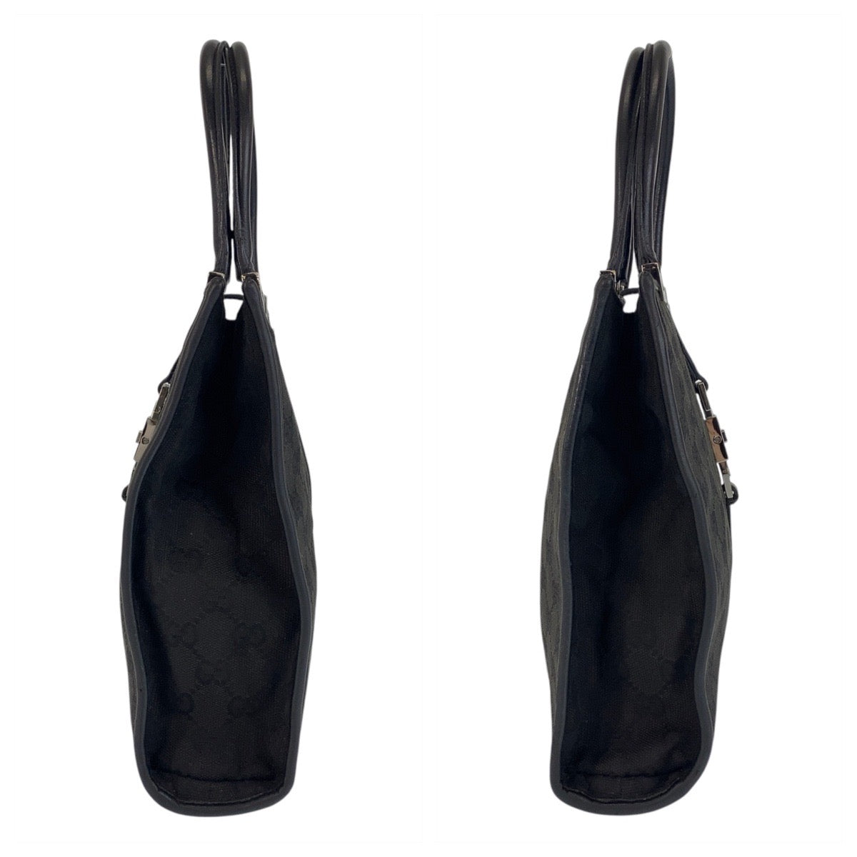 GUCCI Handbag 002 1065 GG canvas, leather Black black Handbag Tote Bag Jackie Women Used Authentic