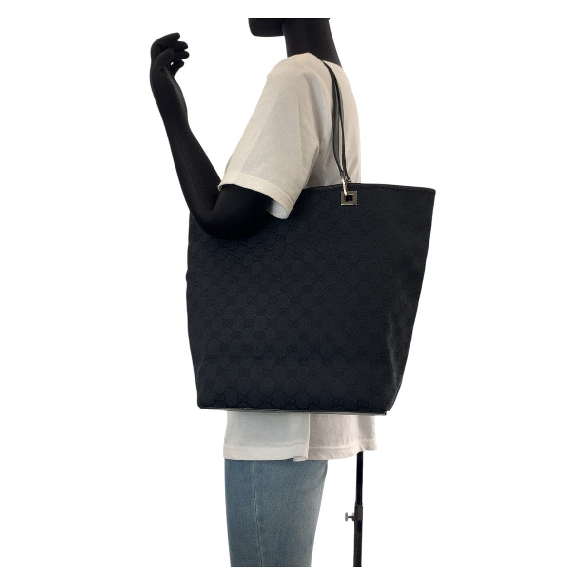 GUCCI Tote Bag 31243 GG canvas Black SilverMetal