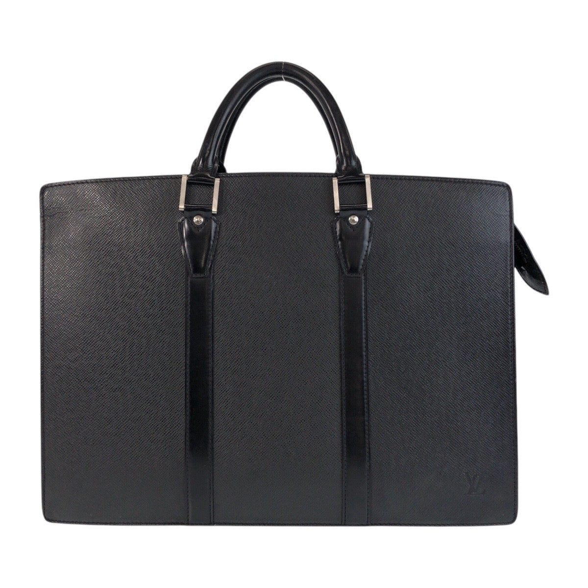 LOUIS VUITTON Business bag M30052 leather Ardoise Black SilverMetal Business bag briefcase Taiga Porto Documan Rozan mens Used Authentic