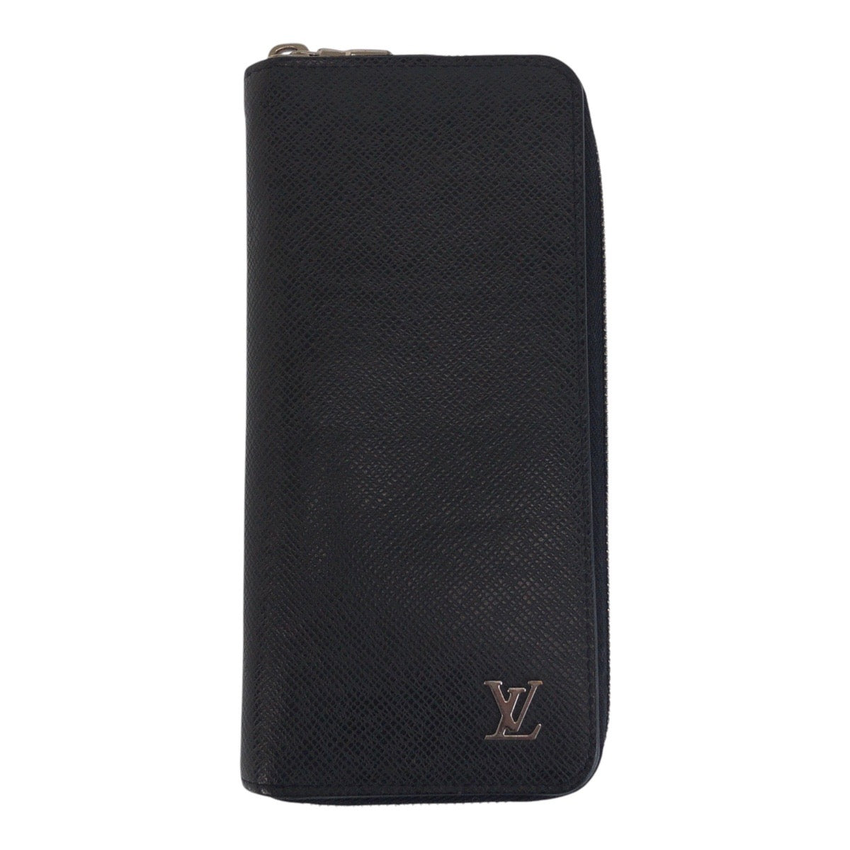 LOUIS VUITTON Long Wallet Purse M30317 leather Black SilverMetal Long Wallet Purse Taiga Zippy Wallet Vertical mens Used Authentic