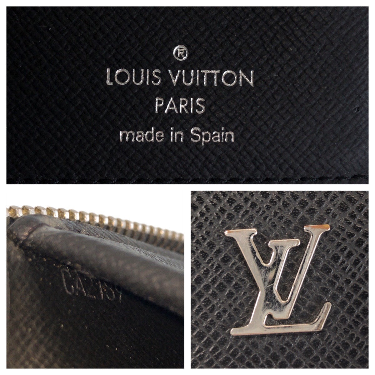 LOUIS VUITTON Long Wallet Purse M30317 leather Black SilverMetal Long Wallet Purse Taiga Zippy Wallet Vertical mens Used Authentic