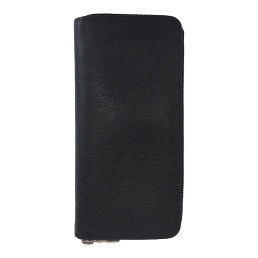 LOUIS VUITTON Long Wallet Purse M30317 leather Black SilverMetal Long Wallet Purse Taiga Zippy Wallet Vertical mens Used Authentic
