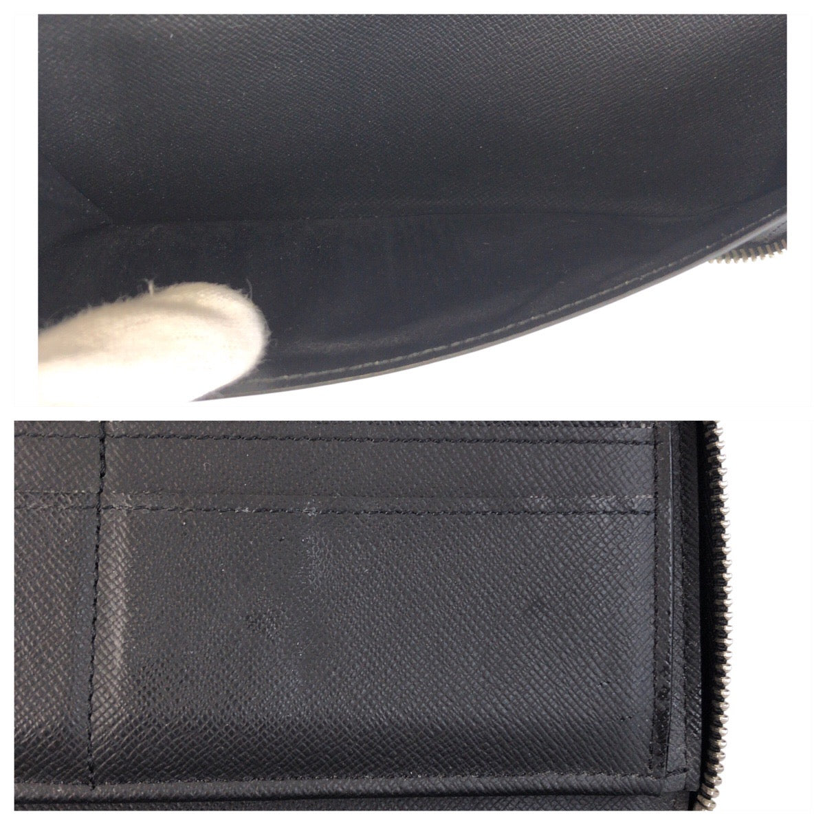LOUIS VUITTON Long Wallet Purse M30317 leather Black SilverMetal Long Wallet Purse Taiga Zippy Wallet Vertical mens Used Authentic