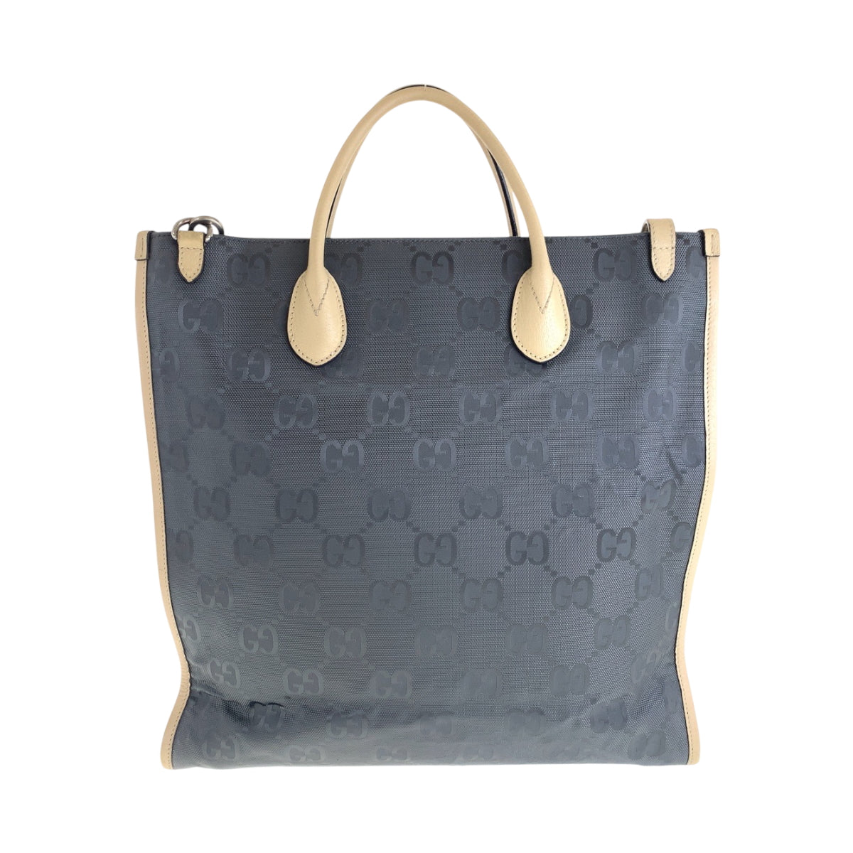 GUCCI Shoulder Bag 630355 Nylon Gray Beige SilverMetal Tote Bag Shoulder Bag 2way Off the grid Women Used Authentic