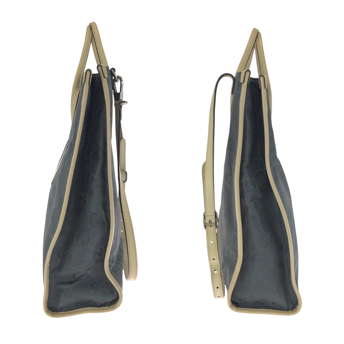 GUCCI Shoulder Bag 630355 Nylon Gray Beige SilverMetal Tote Bag Shoulder Bag 2way Off the grid Women Used Authentic