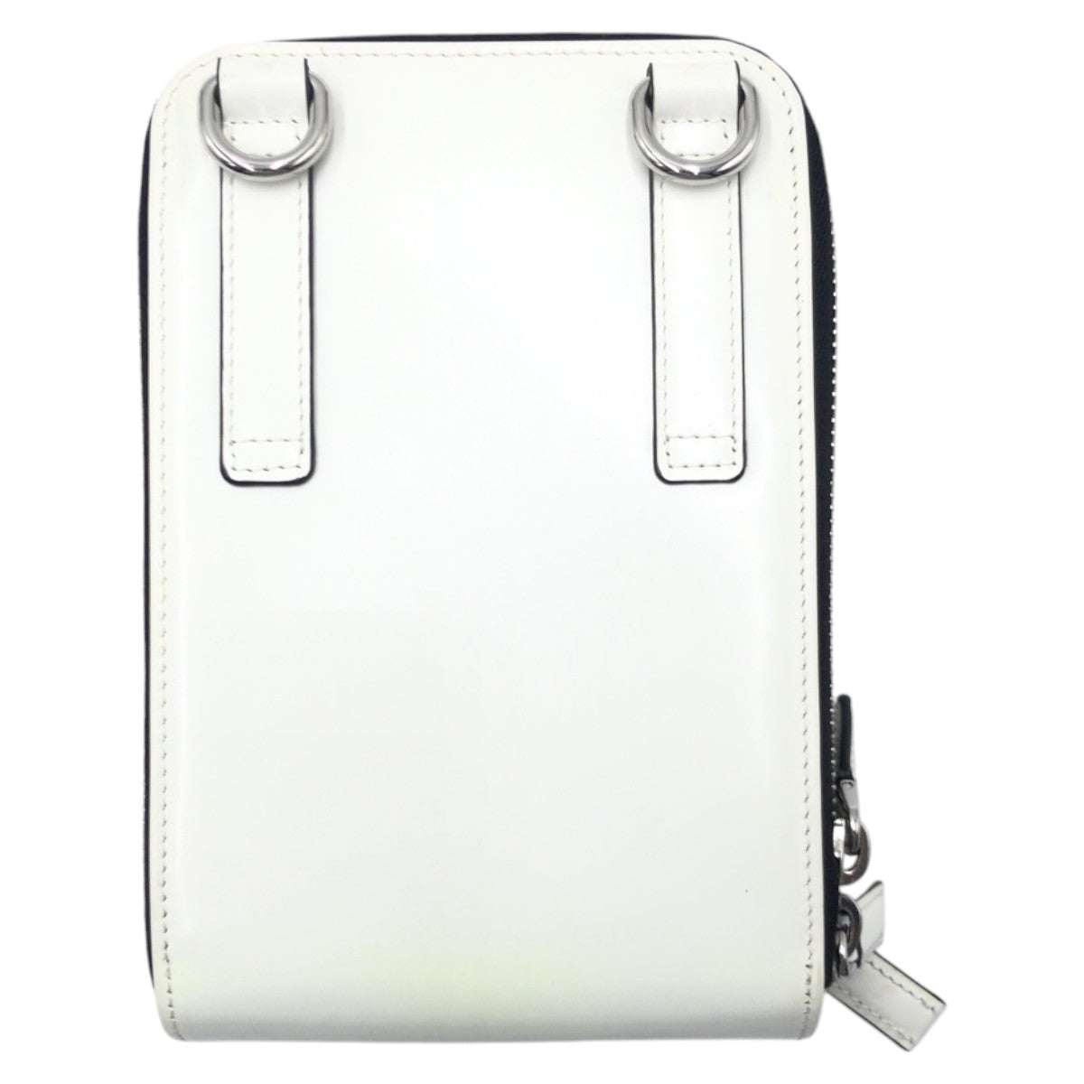 PRADA Shoulder Bag enamel white Shoulder Bag Pochette Unisex Triangular logo Women Used Authentic