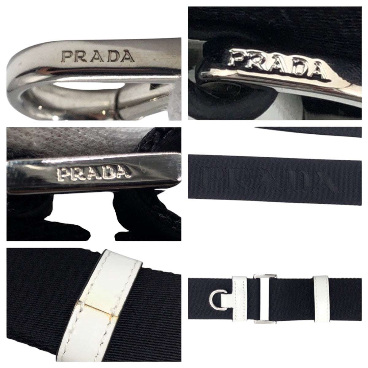 PRADA Shoulder Bag enamel white Shoulder Bag Pochette Unisex Triangular logo Women Used Authentic