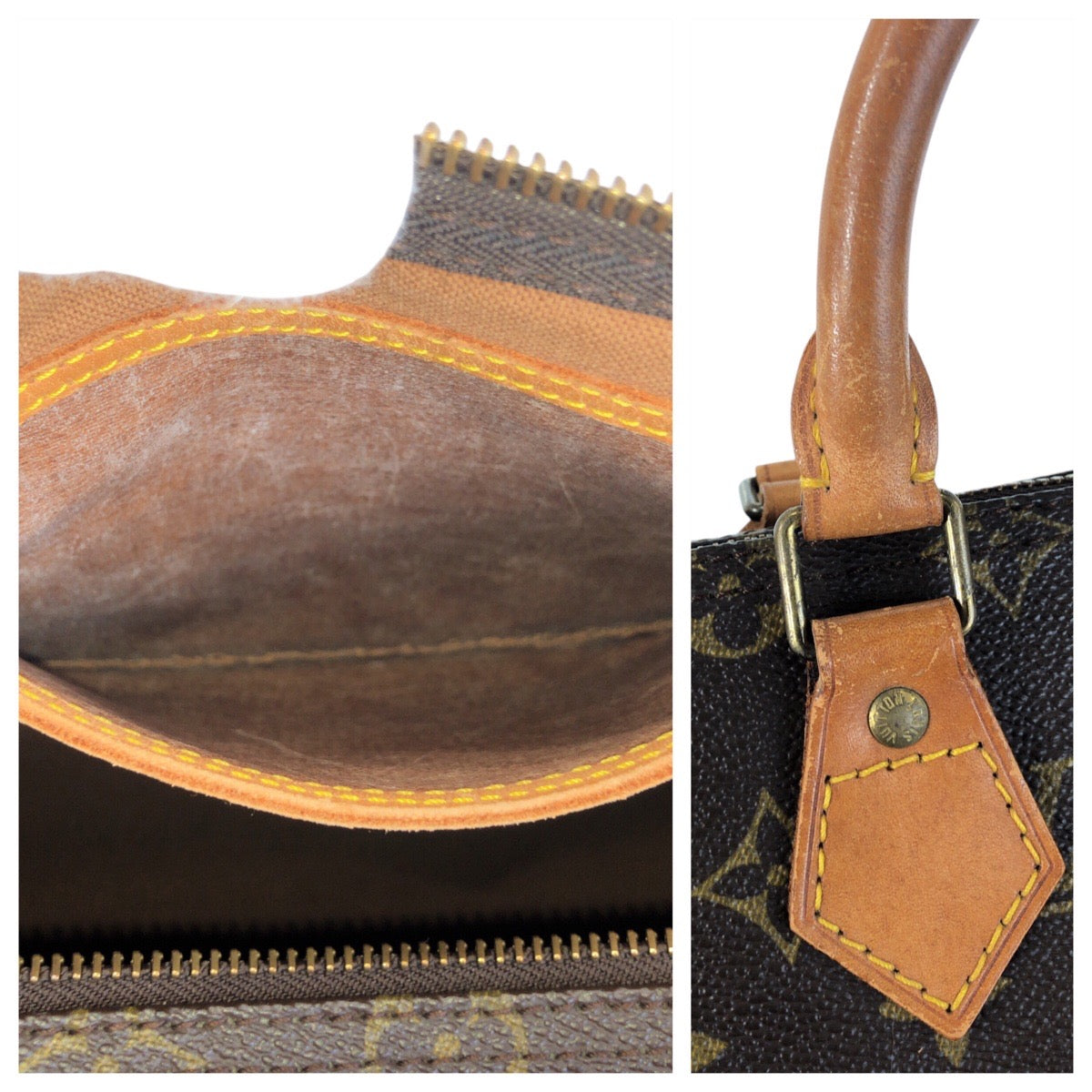 LOUIS VUITTON Handbag M41524 PVC, Leather Brown Gold Metal Handbag Boston Duffel bag Monogram Speedy 35 Women Used Authentic