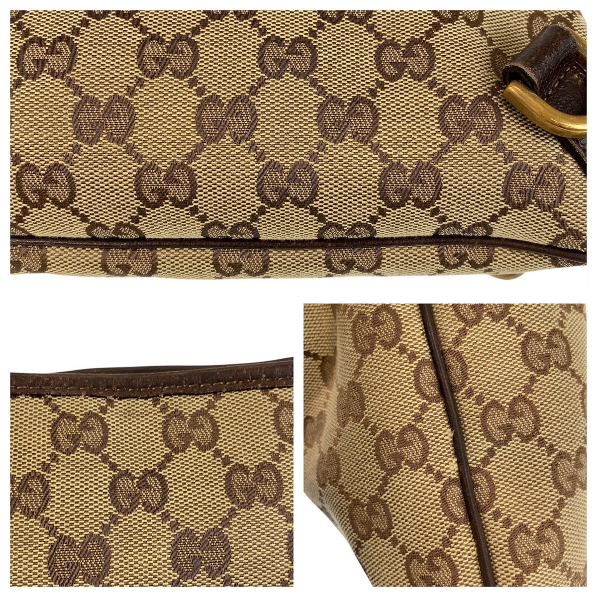 GUCCI Shoulder Bag 131326 GG canvas, leather Beige Brown Gold Metal Shoulder Bag Messenger bag Abbey Women Used Authentic