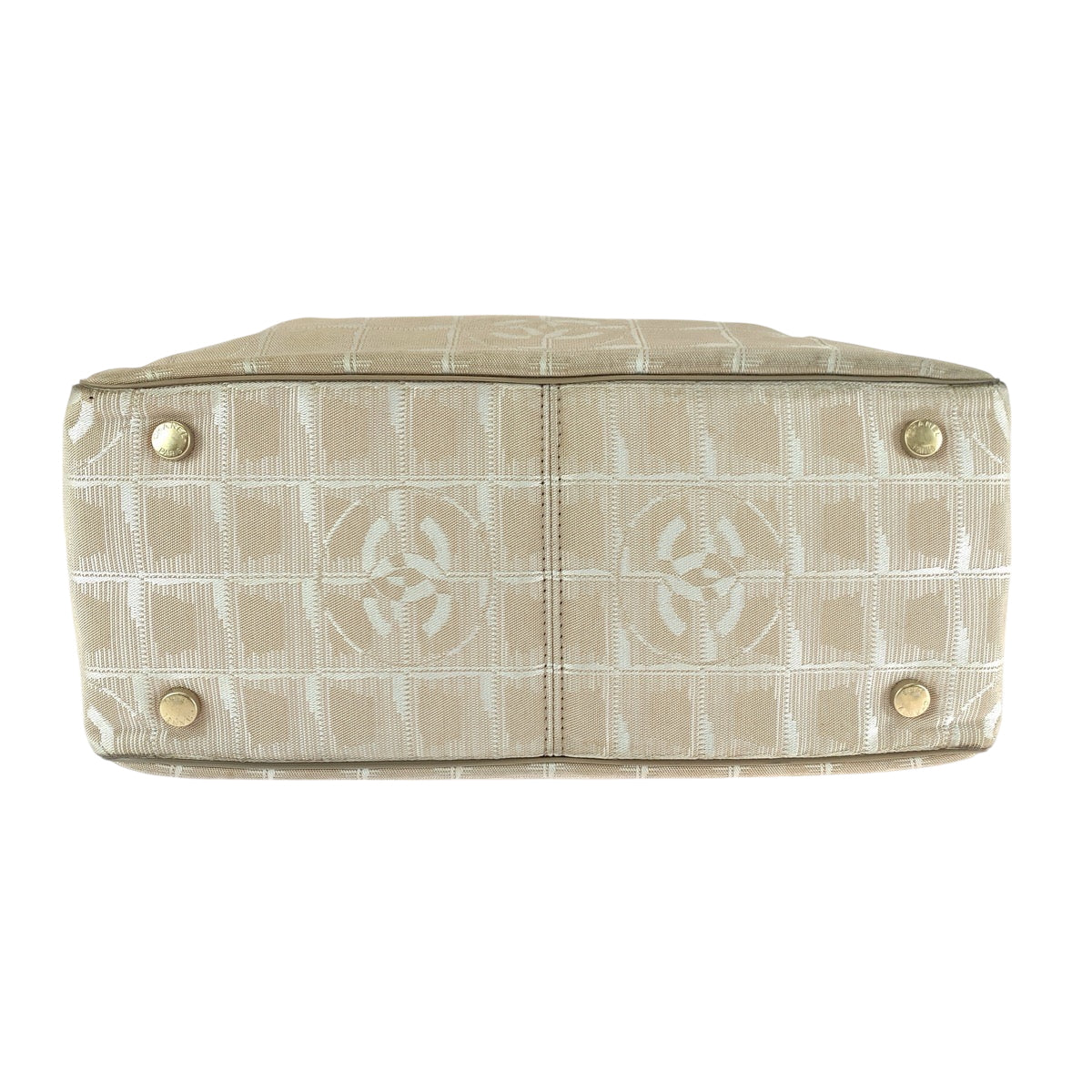 CHANEL Tote Bag Canvas, Leather beige Tote Bag Shoulder Bag New travel line Women Used Authentic