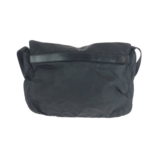 PRADA Shoulder Bag 1BD671 Nylon Black SilverMetal Shoulder Bag Messenger bag Test Triangle With logo Women Used Authentic
