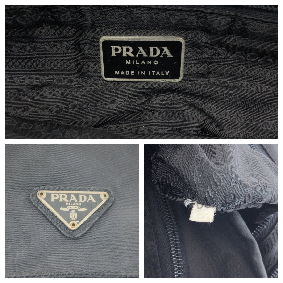 PRADA Shoulder Bag 1BD671 Nylon Black SilverMetal Shoulder Bag Messenger bag Test Triangle With logo Women Used Authentic