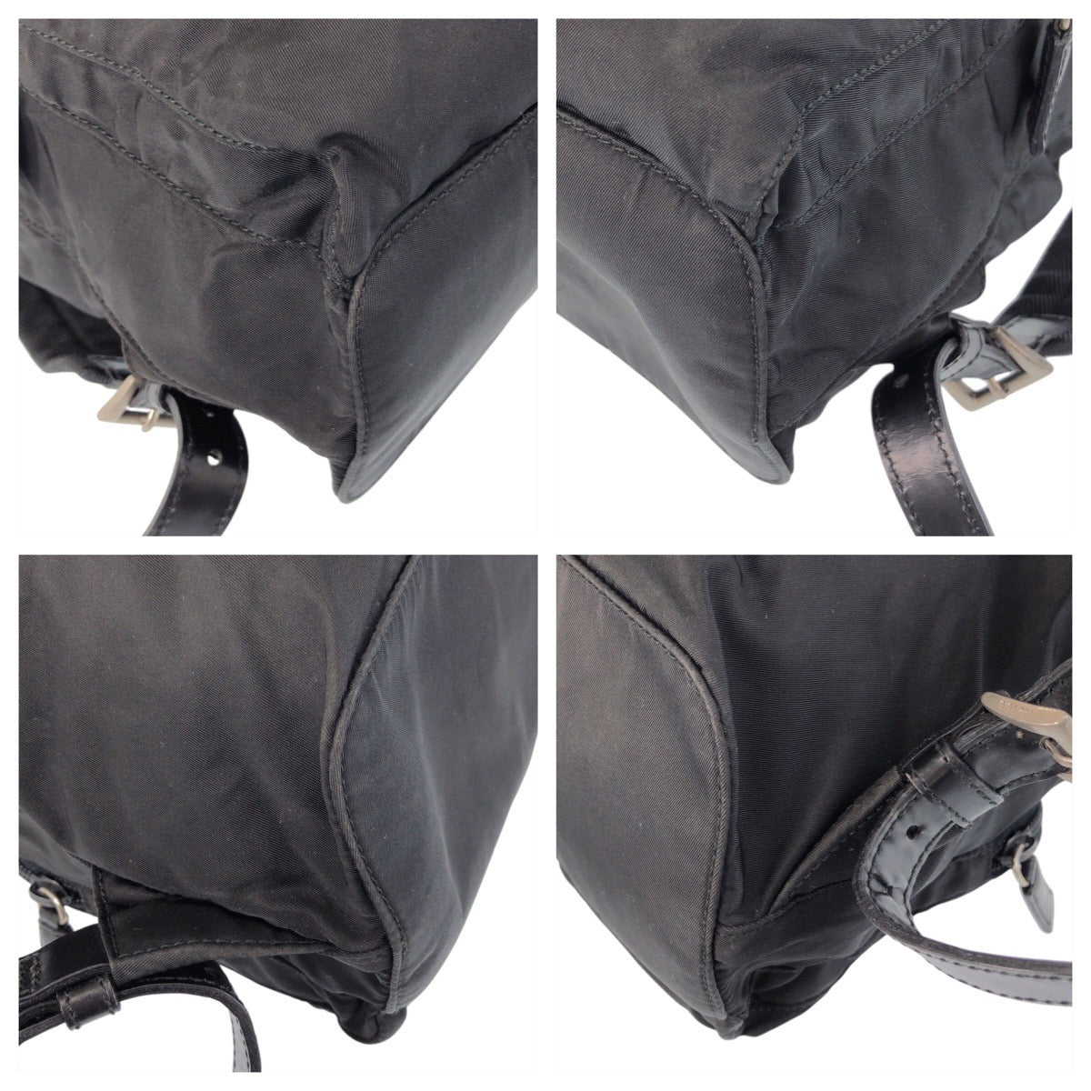 PRADA Backpack Nylon black Backpack Backpack Test Triangle With logo Women Used Authentic