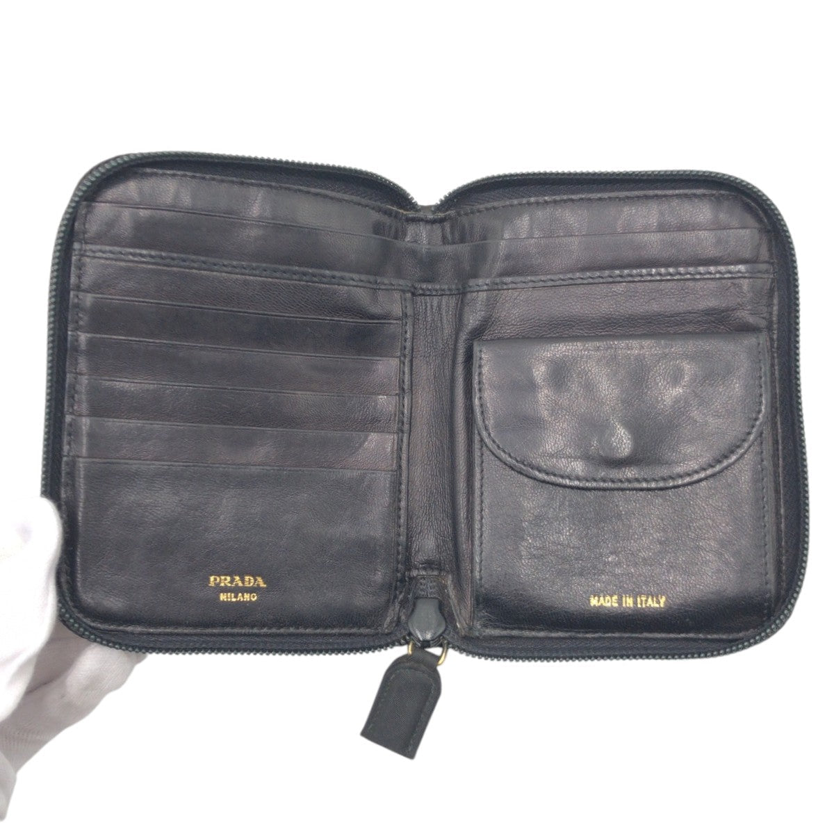 PRADA Bifold Wallet Nylon Black black Bifold Wallet Compact Wallet Women(Unisex) Used Authentic