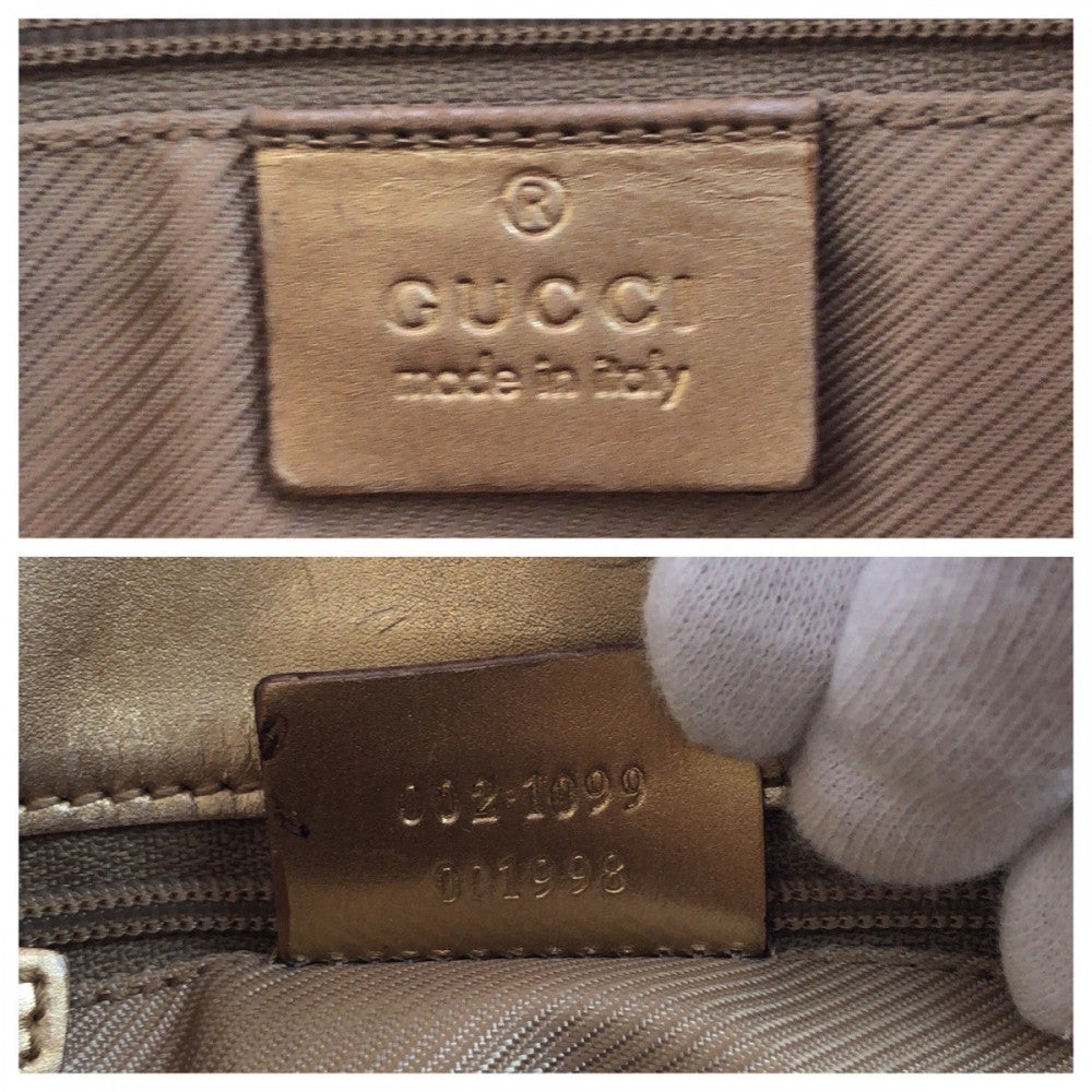 GUCCI Tote Bag 002 1099 GG canvas Gold Metal Tote Bag handbag Women Used Authentic