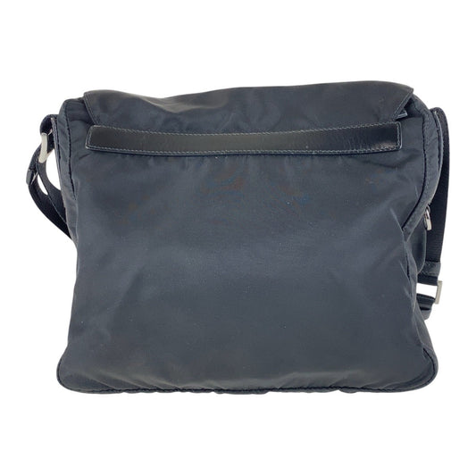 PRADA Shoulder Bag Nylon Black SilverMetal Crossbody Shoulder Bag Unisex Test Triangle With logo Women Used Authentic