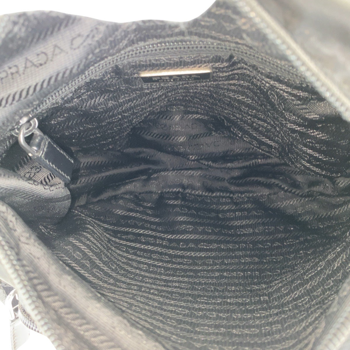 PRADA Shoulder Bag Nylon Black SilverMetal Crossbody Shoulder Bag Unisex Test Triangle With logo Women Used Authentic