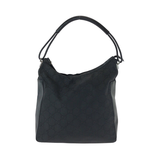 GUCCI Shoulder Bag 001 3770 Nylon Black SilverMetal One Shoulder Bag Women Used Authentic