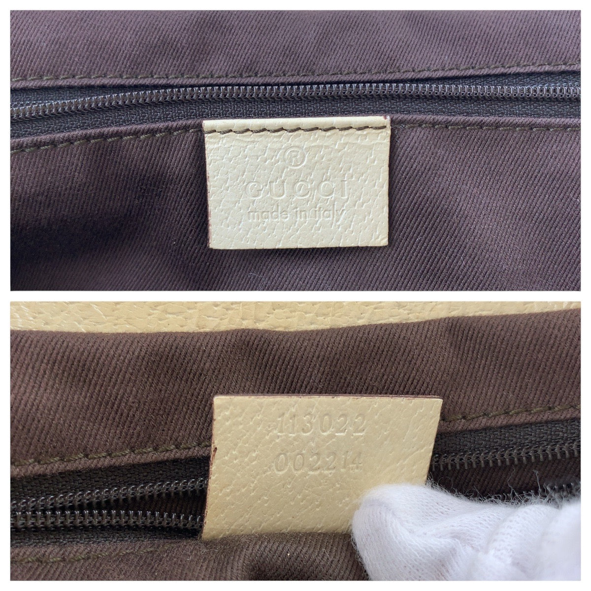 GUCCI Tote Bag 113022 GG canvas, leather Brown White SilverMetal Tote Bag Shoulder Bag Women Used Authentic