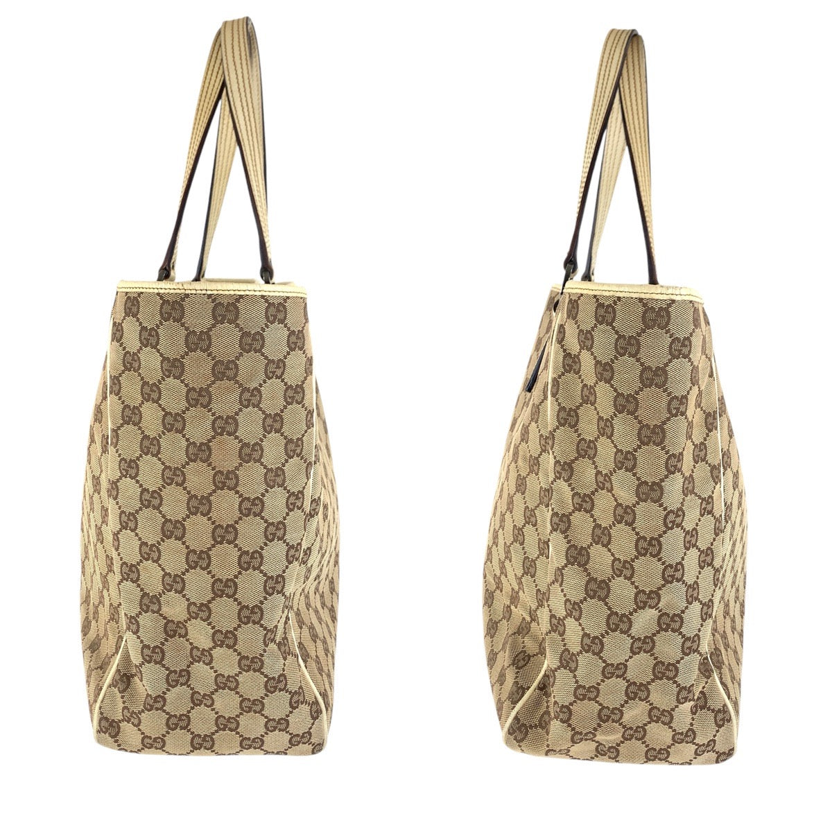 GUCCI Tote Bag 113022 GG canvas, leather Brown White SilverMetal Tote Bag Shoulder Bag Women Used Authentic