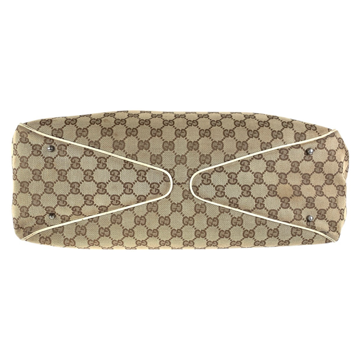 GUCCI Tote Bag 113022 GG canvas, leather Brown White SilverMetal Tote Bag Shoulder Bag Women Used Authentic