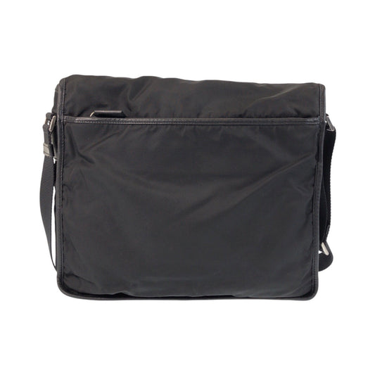 PRADA Shoulder Bag Nylon Black SilverMetal Shoulder Bag Messenger bag Test Triangle With logo Women Used Authentic