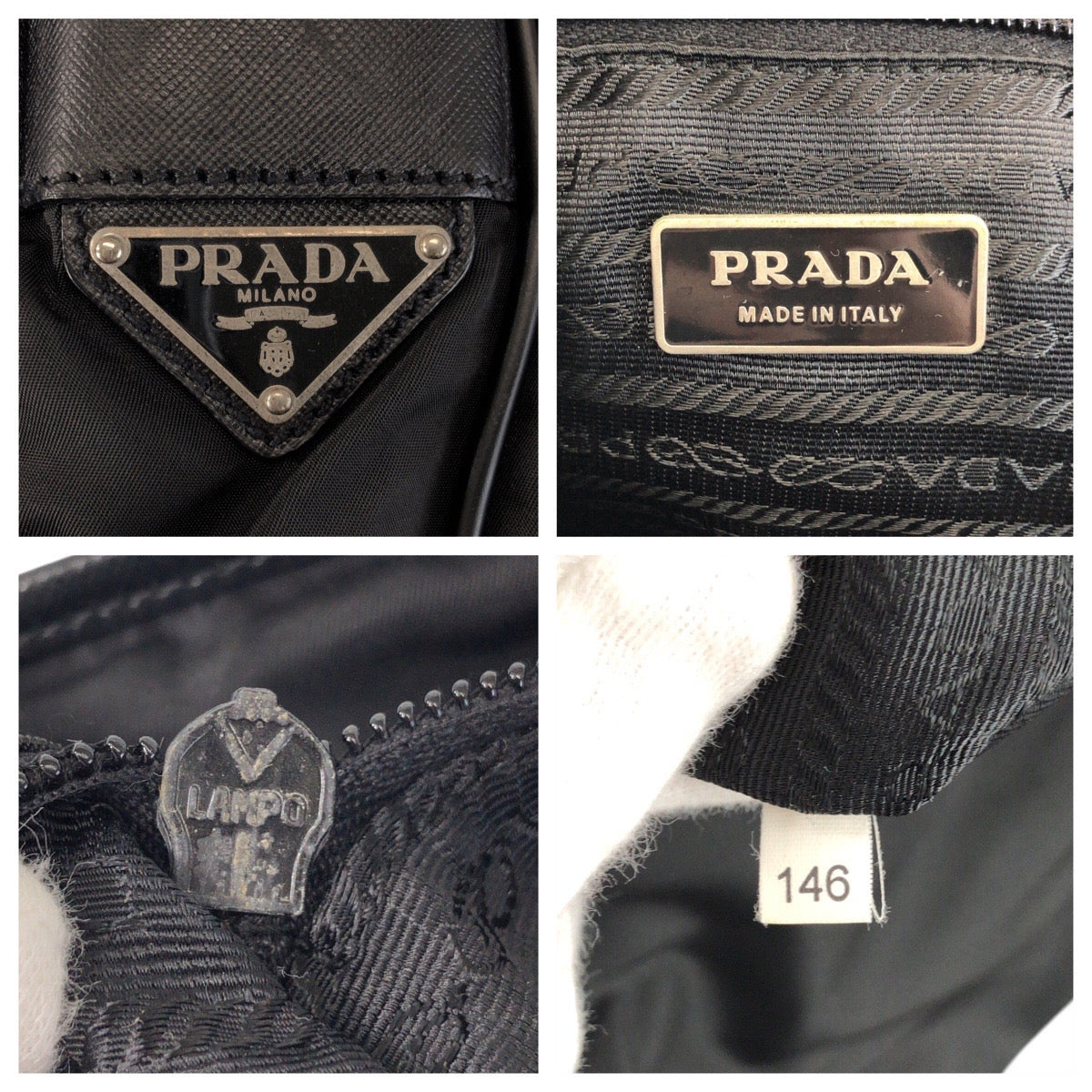 PRADA Shoulder Bag Nylon Black SilverMetal Shoulder Bag Messenger bag Test Triangle With logo Women Used Authentic