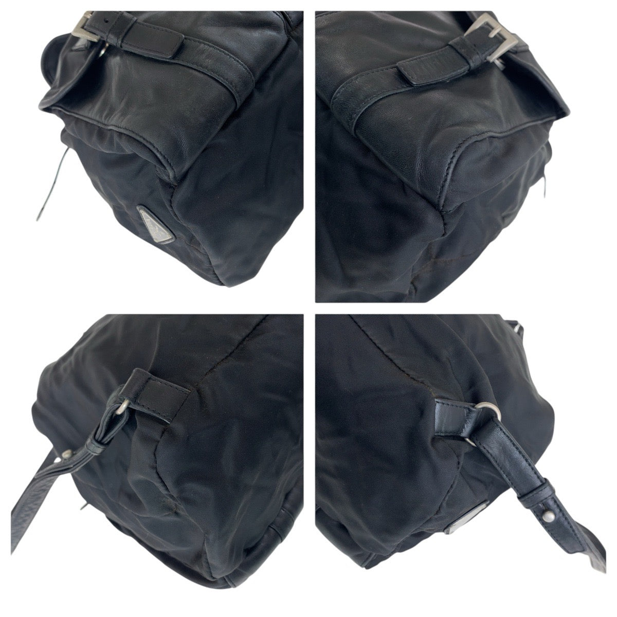 PRADA Backpack Nylon, Leather Black SilverMetal Backpacks & Daypacks Backpacks Test Triangle With logo Women Used Authentic