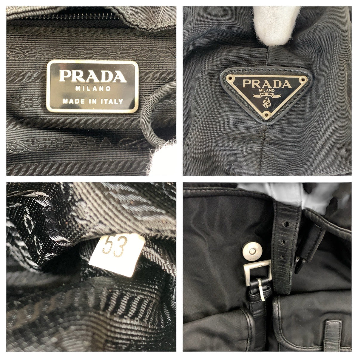 PRADA Backpack Nylon, Leather Black SilverMetal Backpacks & Daypacks Backpacks Test Triangle With logo Women Used Authentic