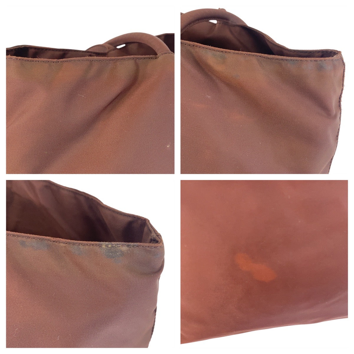 PRADA Tote Bag Nylon Brown Silver Metal Tote Bag Shoulder Bag Test Triangle With logo Women Used Authentic