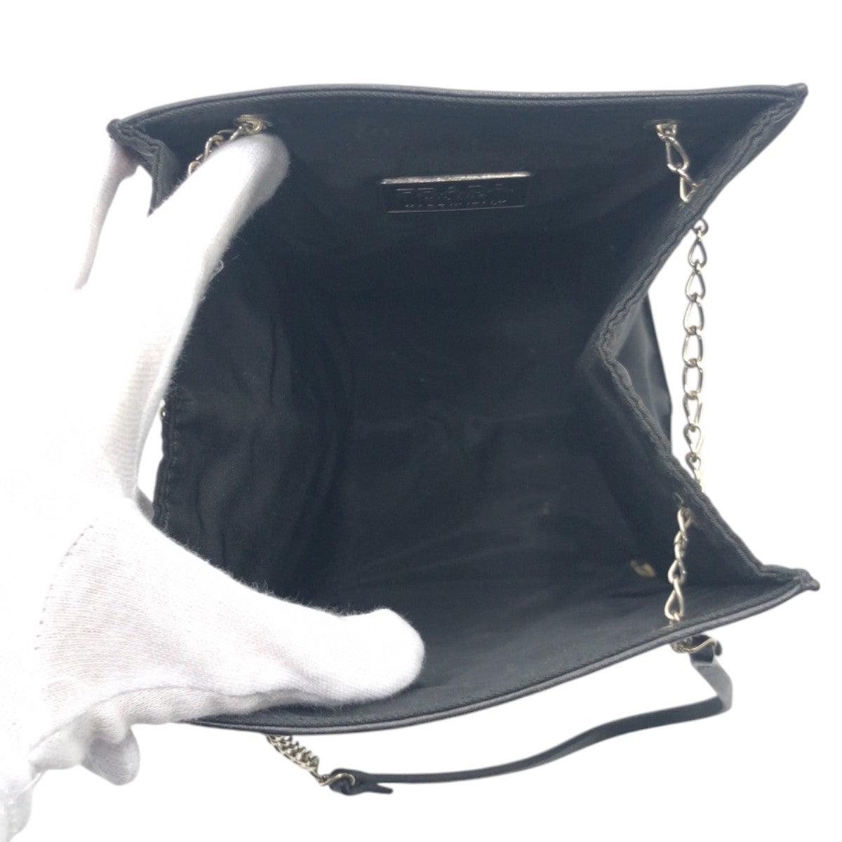 PRADA Handbag leather Black black Handbags, Pochettes, Accessory Pouches Chain pochette Women Used Authentic