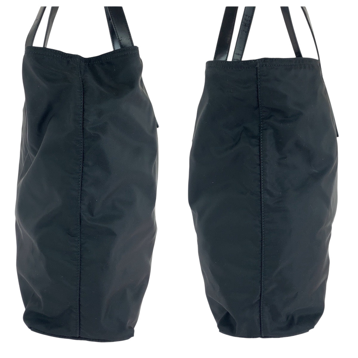 PRADA Tote Bag Nylon black Tote Bag Shoulder Bag Test Triangle With logo Women Used Authentic