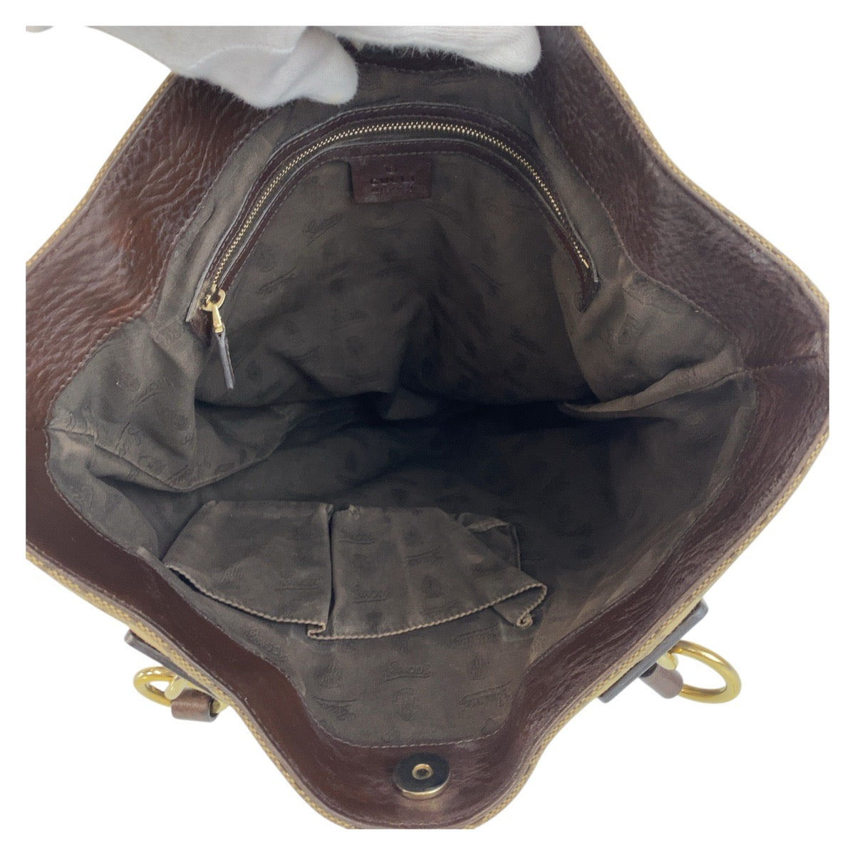 GUCCI Tote Bag 247237 GG canvas, leather Beige Brown Gold Metal Tote Bag Shoulder Bag Women Used Authentic