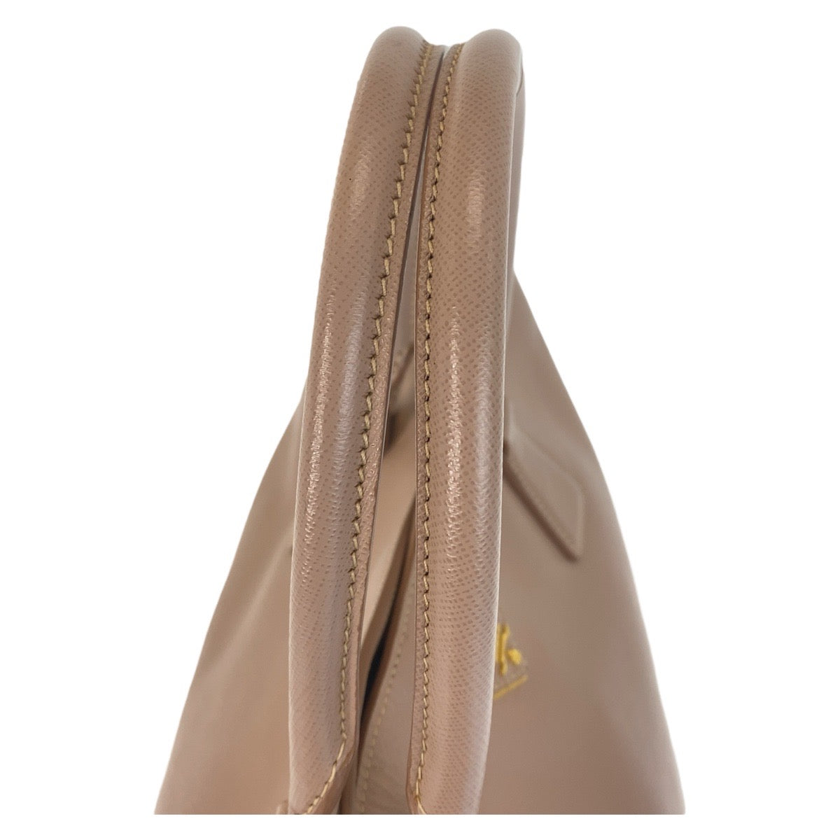 PRADA Handbag leather Pink Beige Gold Metal Safiano Women Used Authentic
