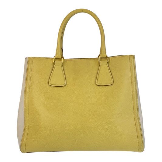 PRADA Handbag leather Yellow Gold Metal Handbag Shoulder Bag 2way Safiano Women Used Authentic