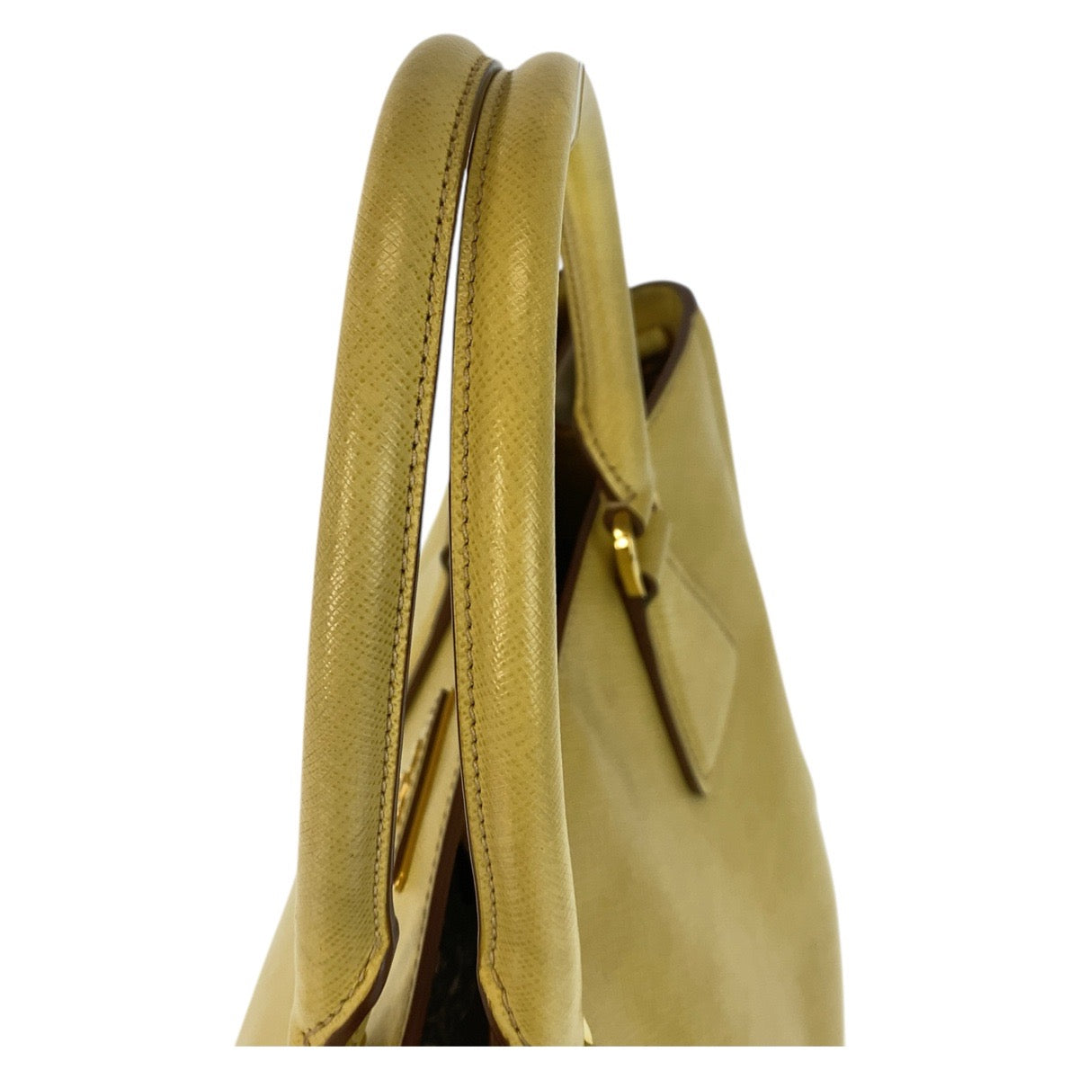 PRADA Handbag leather Yellow Gold Metal Handbag Shoulder Bag 2way Safiano Women Used Authentic