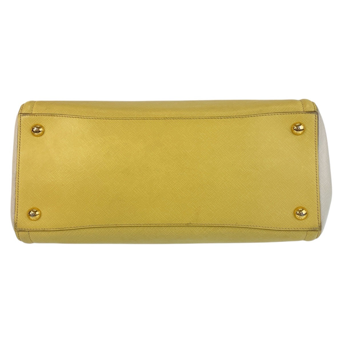 PRADA Handbag leather Yellow Gold Metal Handbag Shoulder Bag 2way Safiano Women Used Authentic