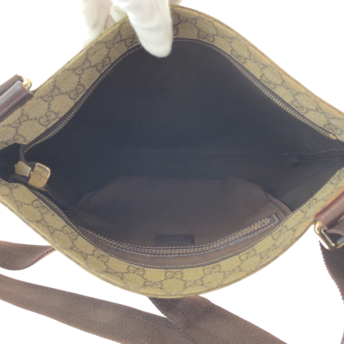 GUCCI Shoulder Bag 201446 GG Supreme Canvas Brown Gold Metal Shoulder Bag Messenger bag mens Used Authentic