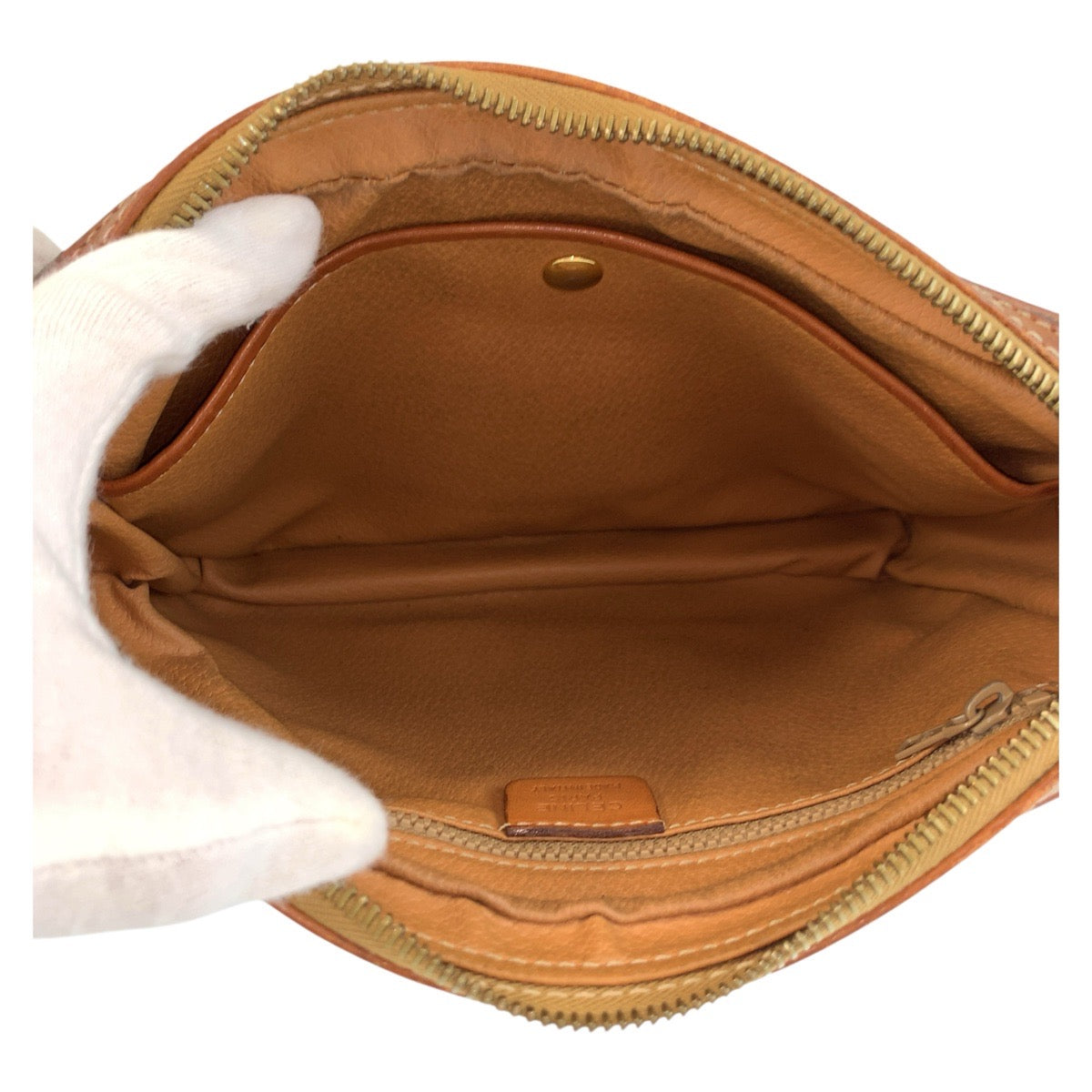 CELINE Clutch bag DM94 leather Brown Gold Metal Clutch bag business bag Macadam mens Used Authentic