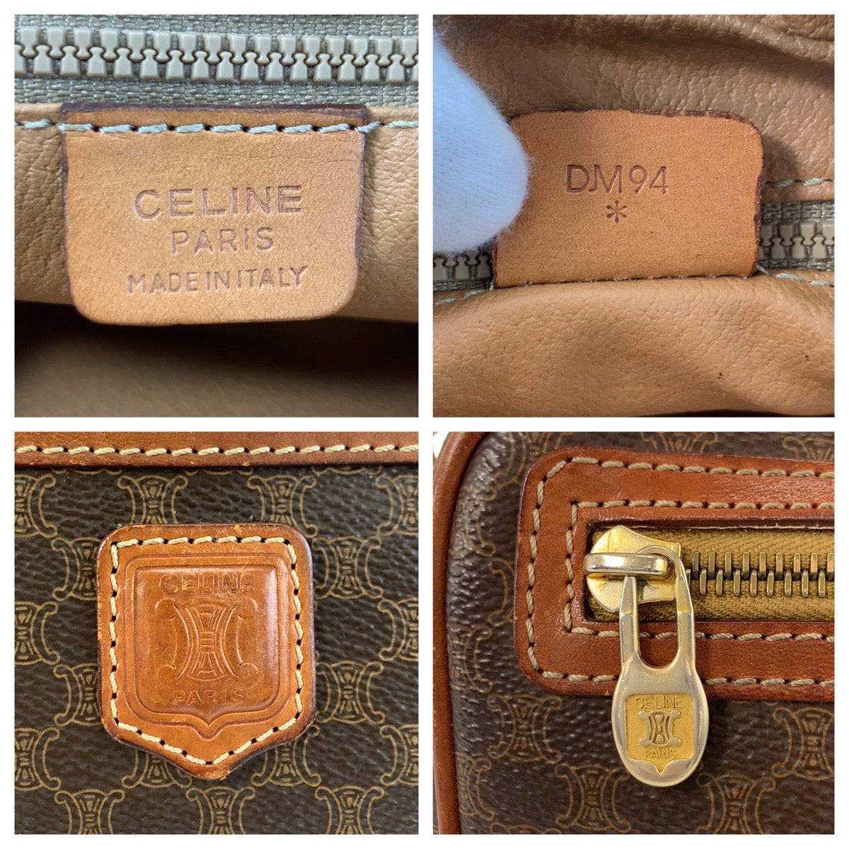 CELINE Clutch bag DM94 leather Brown Gold Metal Clutch bag business bag Macadam mens Used Authentic