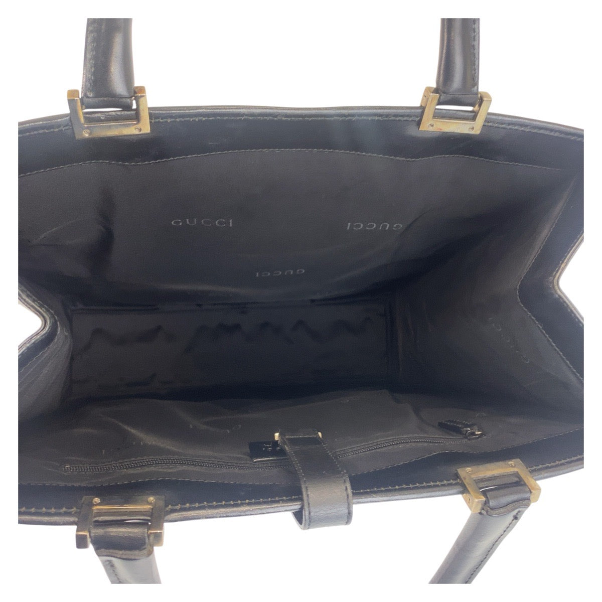 GUCCI Tote Bag 002 1064 leather Black SilverMetal Tote Bag Shoulder Bag Jackie Women Used Authentic