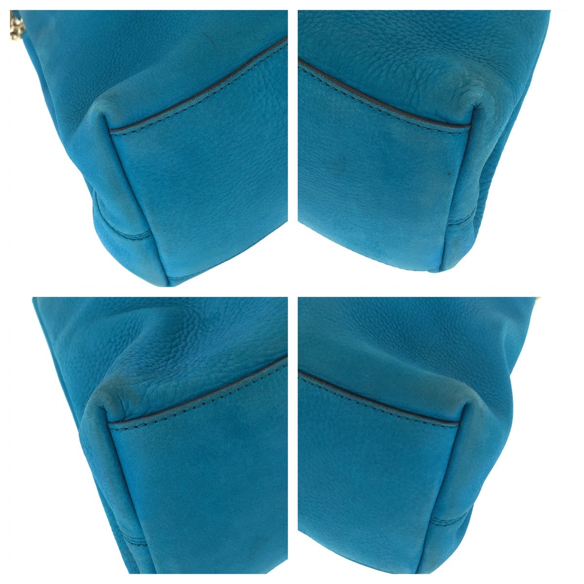 GUCCI Tote Bag 308982 leather blue ChainTote Bag Shoulder Bag Soho Women Used Authentic