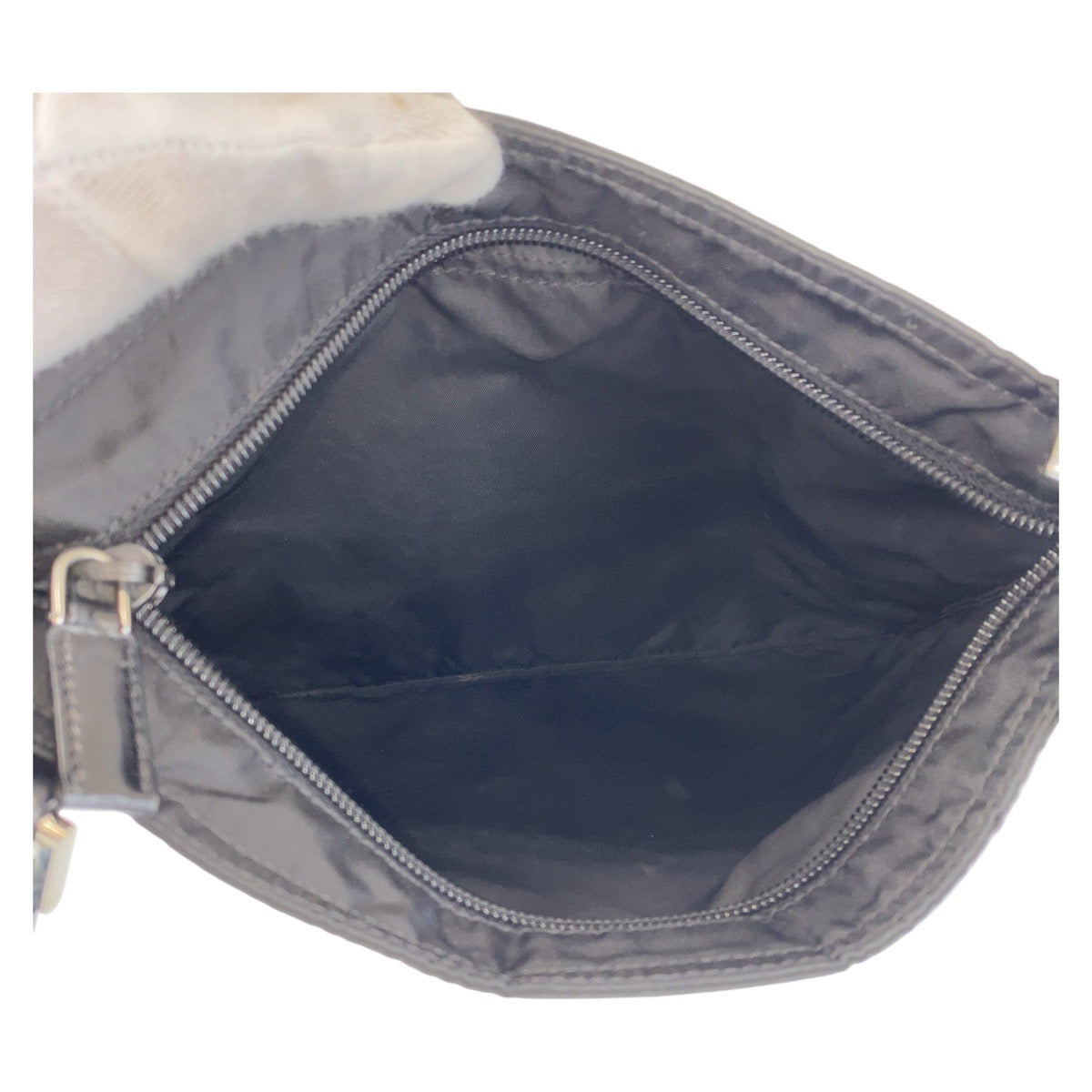 PRADA Shoulder Bag Nylon Black SilverMetal Shoulder Bag Messenger bag Test Triangle With logo Women Used Authentic