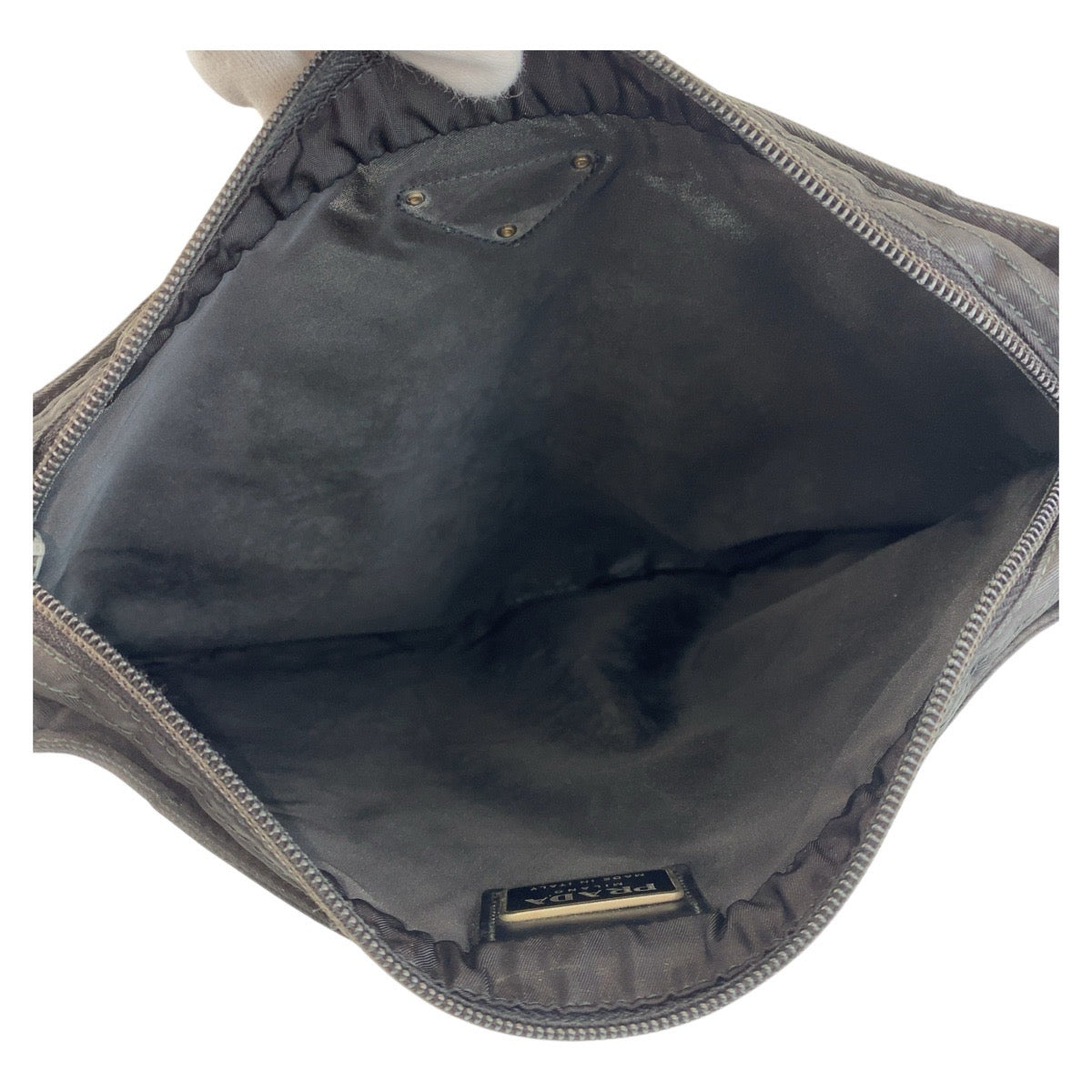 PRADA Shoulder Bag Nylon Black SilverMetal Shoulder Bag Messenger bag Test Triangle With logo Women Used Authentic